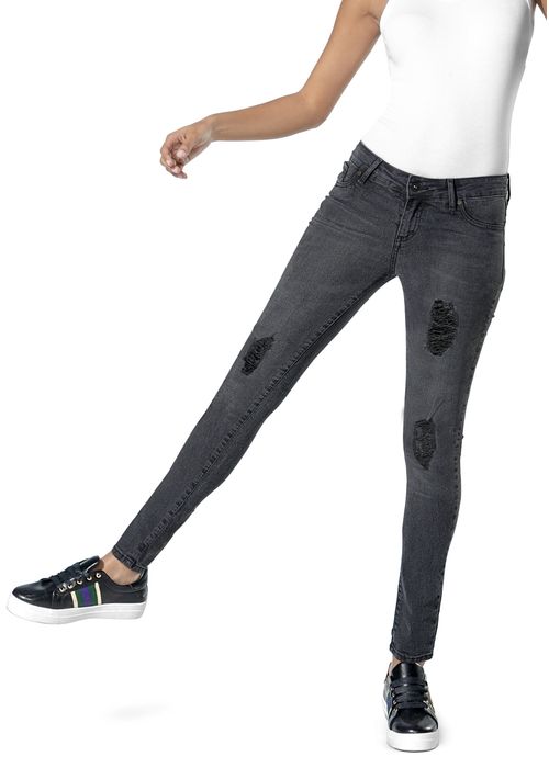 WOMEN'S SKINNY JEANS WITH DESTRUCTIONS 74397